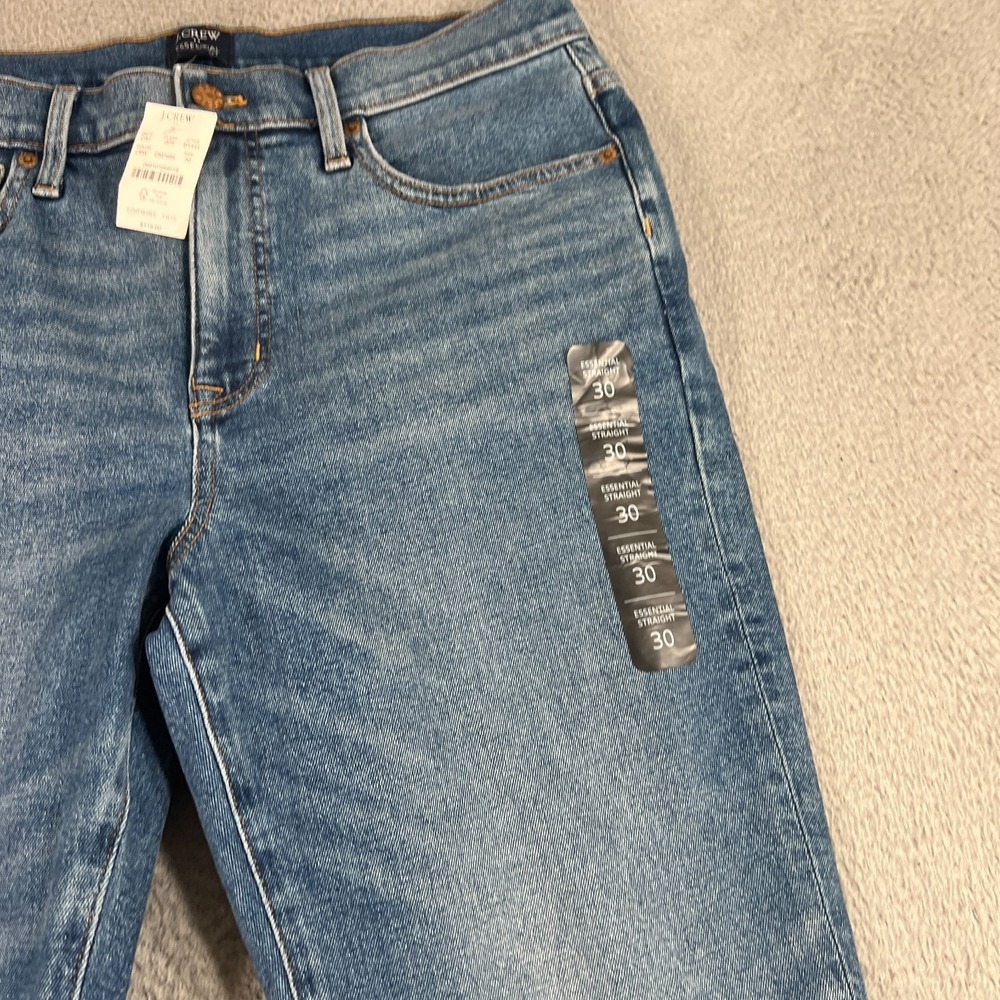 J.Crew Essential Straight Leg Womens Medium Wash Raw Hem Jeans 30 - Picture 2 of 12